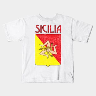 Sicilia - - Old School Faded Style Design Kids T-Shirt